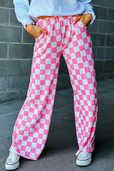 BEAUTIFUL I AM Checkered Wide Leg Pants