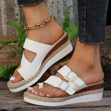 BEAUTIFUL I AM Double Buckle PU Leather Sandals Shoes