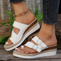 BEAUTIFUL I AM Double Buckle PU Leather Sandals Shoes