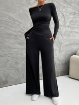 BEAUTIFUL I AM Long Sleeve Top and Wide Leg Pants Set