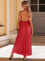 BEAUTIFUL I AM Pleated Halter Neck Sleeveless Dress