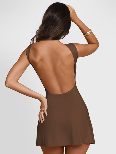 BEAUTIFUL I AM Backless Wide Strap Mini Dress