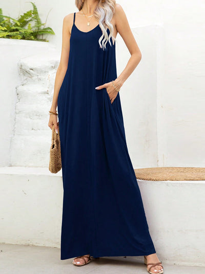 BEAUTIFUL I AM V-Neck Maxi Cami Dress with Pockets