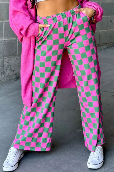 BEAUTIFUL I AM Checkered Wide Leg Pants