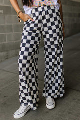 BEAUTIFUL I AM Checkered Wide Leg Pants