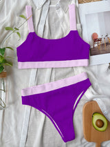 BEAUTIFUL I AM Contrast Scoop Neck Wide Strap Two-Piece Swim Set