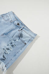 BEAUTIFUL I AM Distressed Raw Hem Denim Shorts