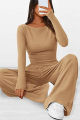 BEAUTIFUL I AM Round Neck Long Sleeve Top and Pants Set