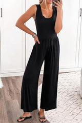 BEAUTIFUL I AM Full Size Scoop Neck Wide Strap Pants Jumpsuit