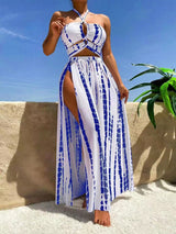 BEAUTIFUL I AM Printed Halter Neck Three-Piece Swim Set