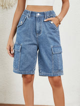 BEAUTIFUL I AM High Waist Denim Shorts with Pockets