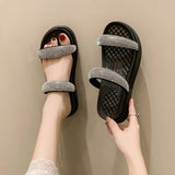 BEAUTIFUL I AM PU Leather Open Toe Platform Sandals Shoes