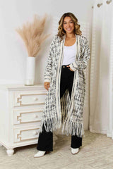 BEAUTIFUL I AM Multicolored Open Front Fringe Hem Cardigan