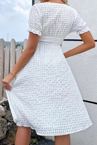 BEAUTIFUL I AM Textured Surplice Short Sleeve Dress