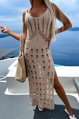 BEAUTIFUL I AM Openwork Slit Scoop Neck Sleeveless Cover Up Dress