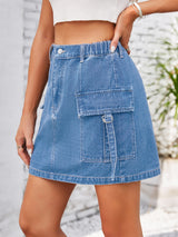 BEAUTIFUL I AM Pocketed Buttoned Denim Skirt Dress