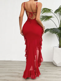 BEAUTIFUL I AM Backless Ruffled Scoop Neck Cami Dress