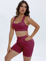 BEAUTIFUL I AM Scoop Neck Wide Strap Top and Shorts Active Wear Set