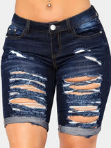 BEAUTIFUL I AM Distressed Denim Shorts with Pockets