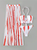 BEAUTIFUL I AM Printed Halter Neck Three-Piece Swim Set