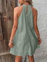 BEAUTIFUL I AM Eyelet Grecian Neck Mini Dress