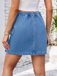 BEAUTIFUL I AM Pocketed Buttoned Denim Skirt Dress