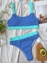 BEAUTIFUL I AM Contrast Scoop Neck Wide Strap Two-Piece Swim Set