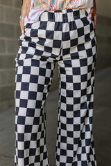 BEAUTIFUL I AM Checkered Wide Leg Pants