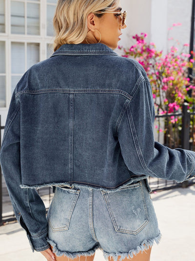 BEAUTIFUL I AM Button Up Long Sleeve Denim Jacket with Pockets