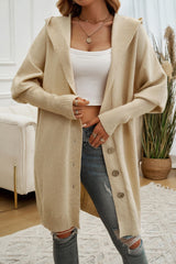 BEAUTIFUL I AM Button Up Long Sleeve Hooded Cardigan