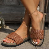 BEAUTIFUL I AM PU Leather Woven Platform Sandals Shoes