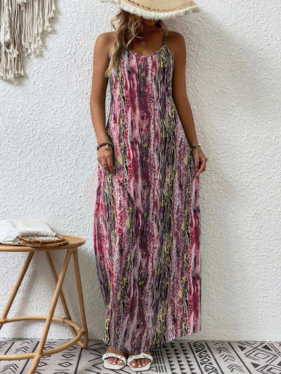 BEAUTIFUL I AM Full Size Printed Scoop Neck Maxi Cami Dress