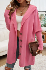 BEAUTIFUL I AM Button Up Long Sleeve Hooded Cardigan