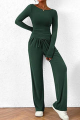 BEAUTIFUL I AM Round Neck Long Sleeve Top and Pants Set