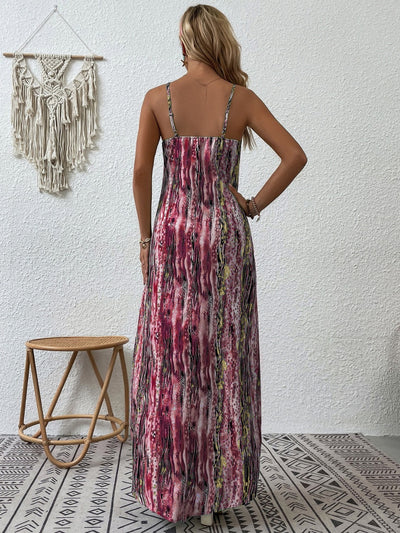 BEAUTIFUL I AM Full Size Printed Scoop Neck Maxi Cami Dress