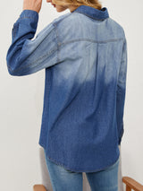 BEAUTIFUL I AM Button Up Long Sleeve Denim Shirt