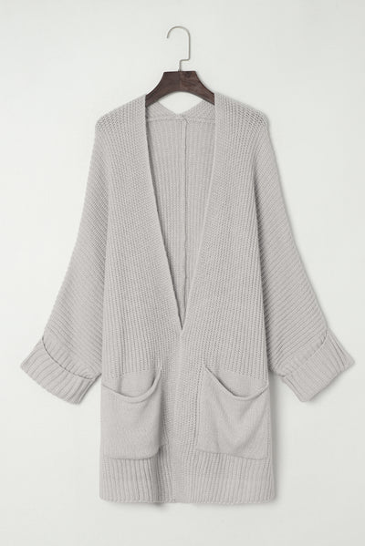 BEAUTIFUL I AM Waffle-Knit Long Sleeve Cardigan with Pocket