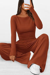 BEAUTIFUL I AM Round Neck Long Sleeve Top and Pants Set