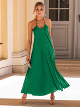 BEAUTIFUL I AM Pleated Halter Neck Sleeveless Dress