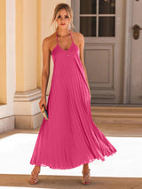 BEAUTIFUL I AM Pleated Halter Neck Sleeveless Dress