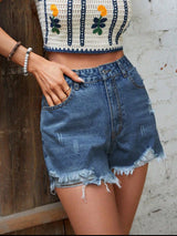 BEAUTIFUL I AM Distressed Raw Hem Denim Shorts