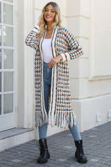 BEAUTIFUL I AM Multicolored Open Front Fringe Hem Cardigan