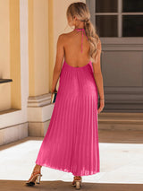 BEAUTIFUL I AM Pleated Halter Neck Sleeveless Dress