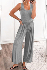 BEAUTIFUL I AM Full Size Scoop Neck Wide Strap Pants Jumpsuit