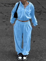 BEAUTIFUL I AM Zip Up Hoodie and Pocketed Pants Set