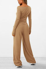 BEAUTIFUL I AM Round Neck Long Sleeve Top and Pants Set