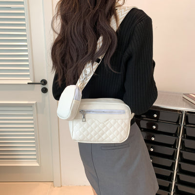 BEAUTIFUL I AM Stitching PU Leather Shoulder Bag