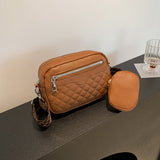 BEAUTIFUL I AM Stitching PU Leather Shoulder Bag