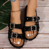 BEAUTIFUL I AM Sequin Trim Open Toe Sandals Shoes