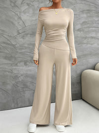 BEAUTIFUL I AM Long Sleeve Top and Wide Leg Pants Set